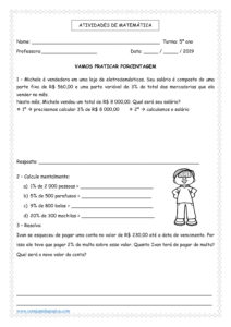 2019 5º ANO Atividades sobre PORCENTAGEM 1