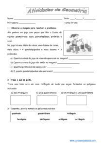 2019 5º ano Atividade de Geometria 1