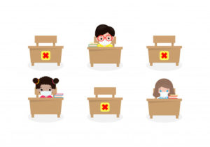 back school new normal lifestyle banner social distancing class room concept 83111 1018