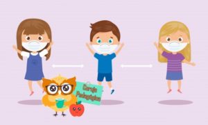 campaign social distancing 2019 ncov with children using face mask illustration design 24877 63598