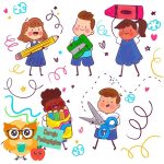 children playing with school supplies 23 2148598493