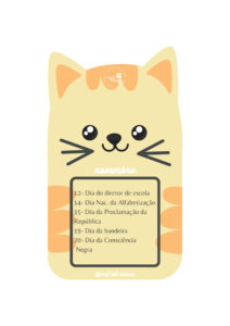 Calendario e tabuada gatinhos 11