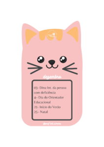 Calendario e tabuada gatinhos 12