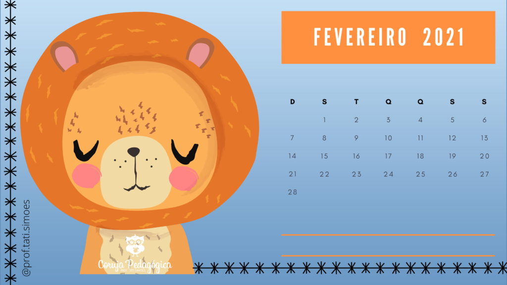 calendario mensal 2021 animais da floresta coruja pedagogica 02