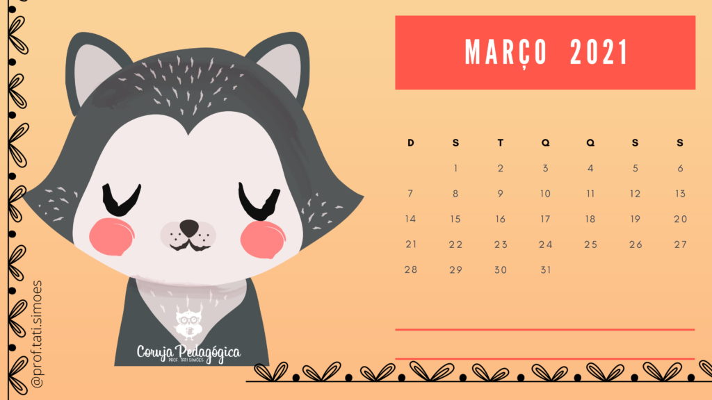 calendario mensal 2021 animais da floresta coruja pedagogica 03