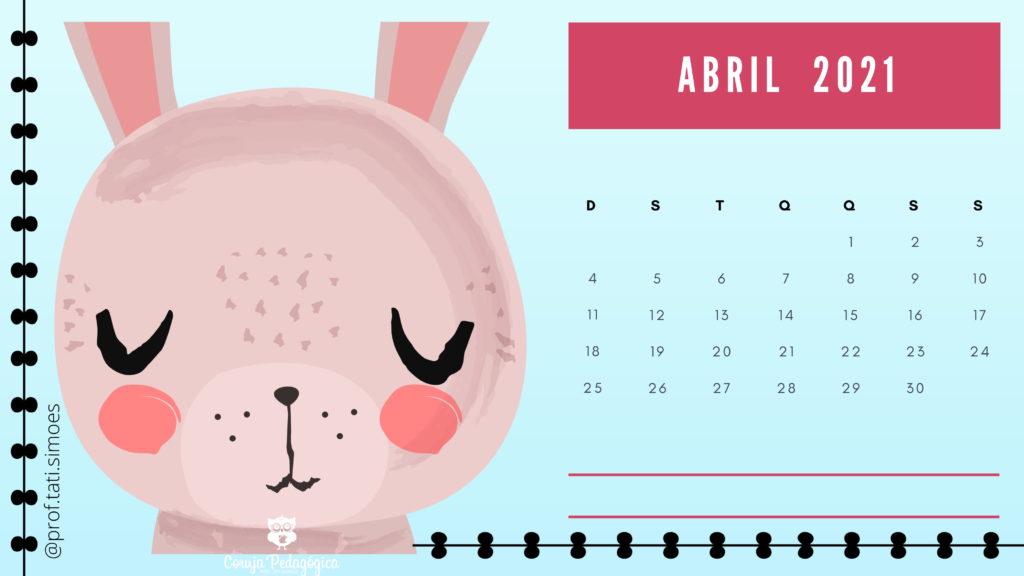 calendario mensal 2021 animais da floresta coruja pedagogica 04