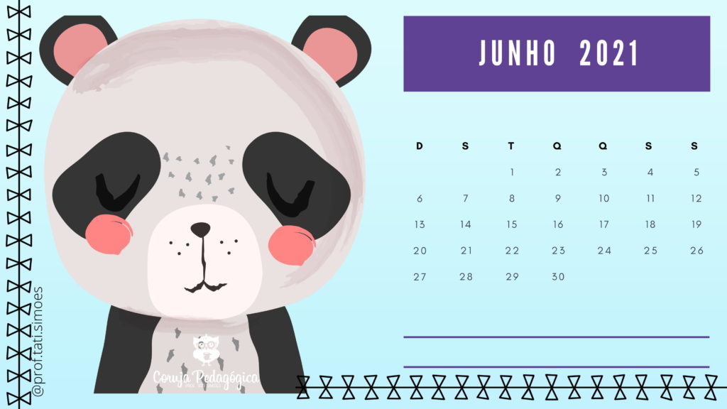 calendario mensal 2021 animais da floresta coruja pedagogica 06