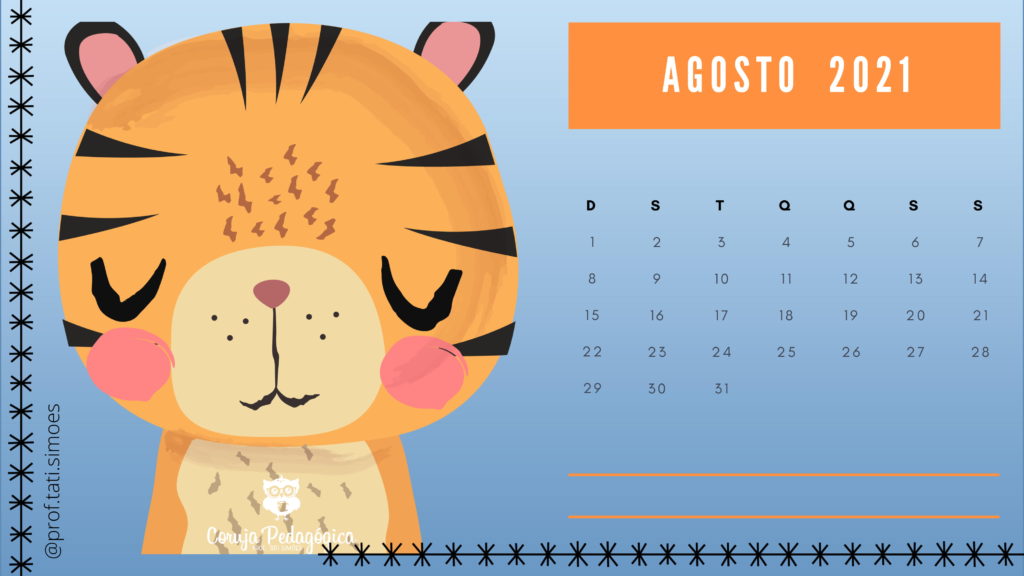 calendario mensal 2021 animais da floresta coruja pedagogica 08