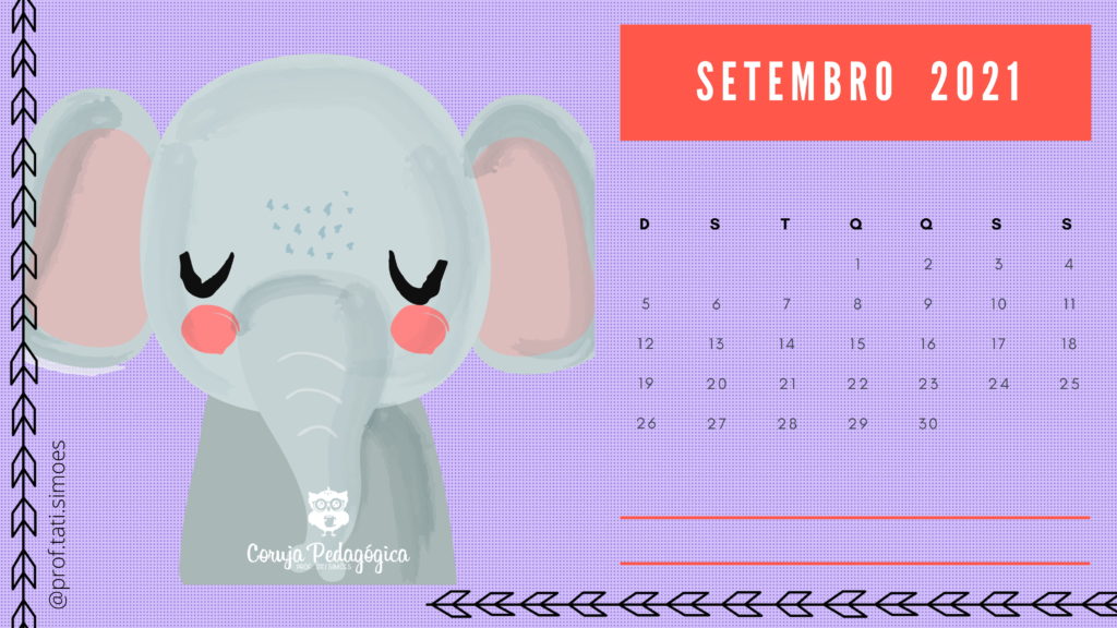 calendario mensal 2021 animais da floresta coruja pedagogica 09