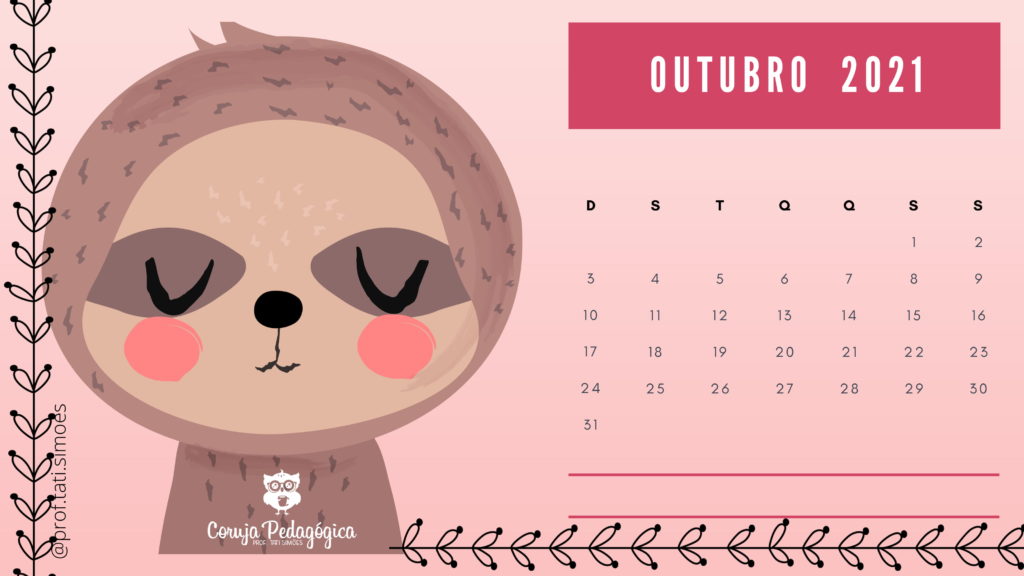 calendario mensal 2021 animais da floresta coruja pedagogica 10