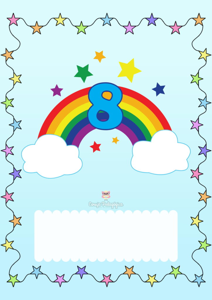 cartaz numeros arco iris 8