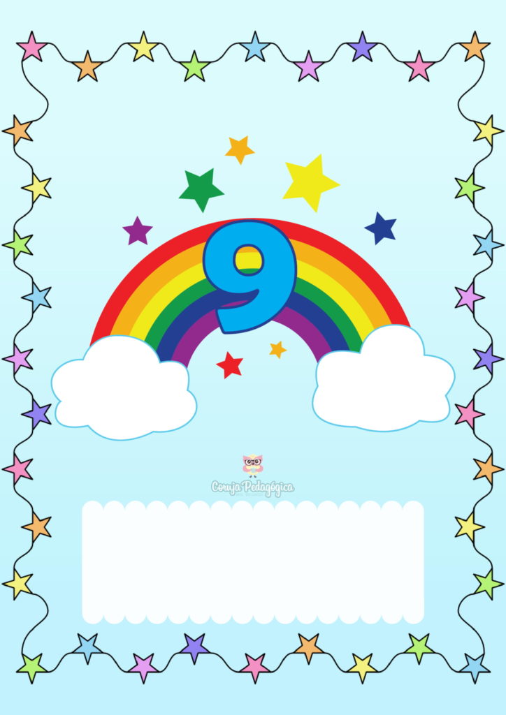 cartaz numeros arco iris 9