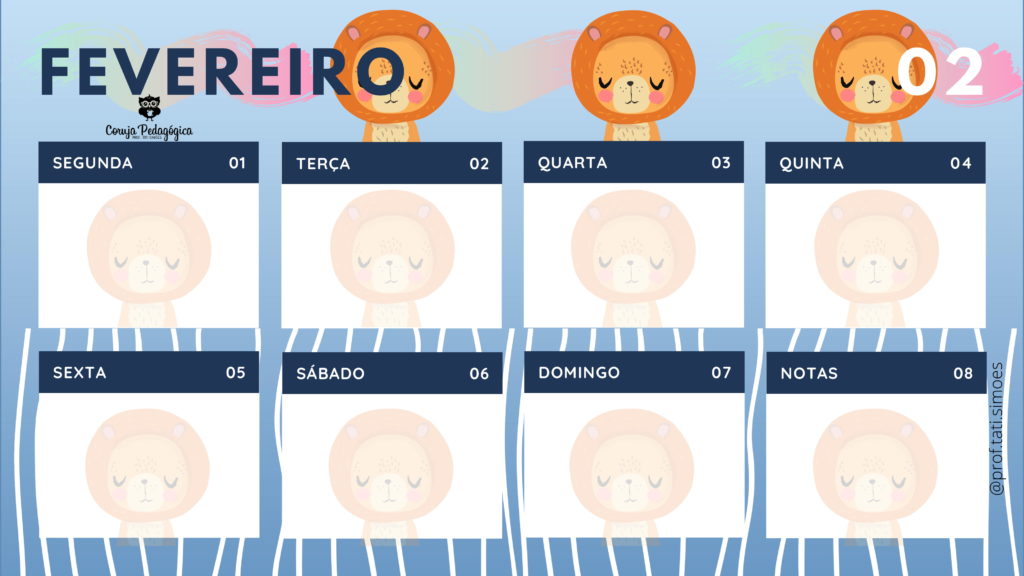 planner semanal 2021 animais da floresta Coruja Pedagogica 02