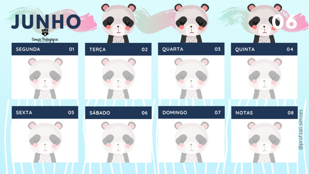 planner semanal 2021 animais da floresta Coruja Pedagogica 06