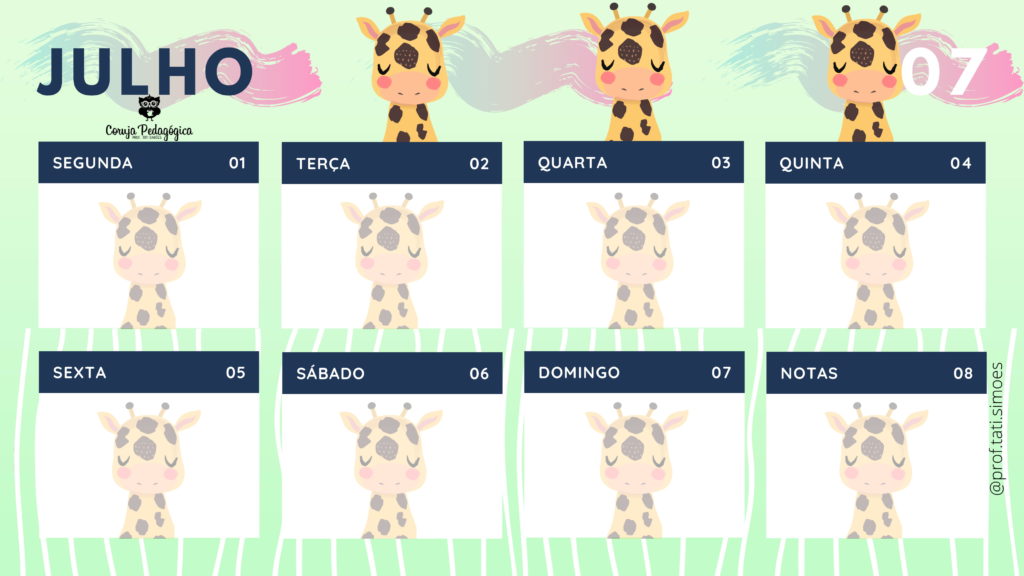 planner semanal 2021 animais da floresta Coruja Pedagogica 07