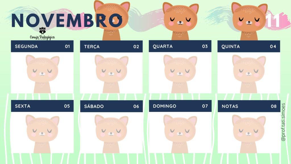 planner semanal 2021 animais da floresta Coruja Pedagogica 11
