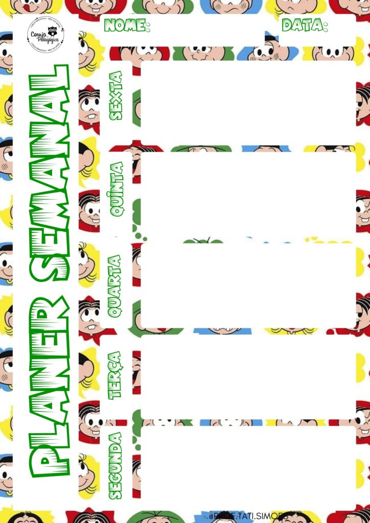planner semanal escolar 2021 turma da monica 16