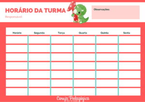 Horario da Turma Baby cute numeros 1
