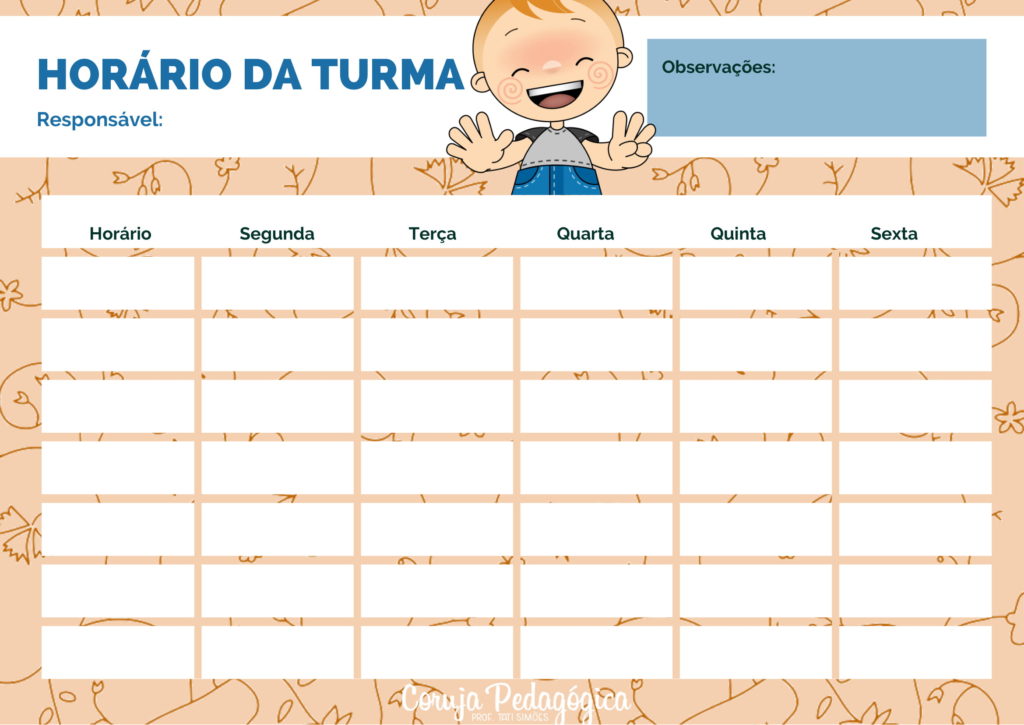 Horario da Turma criancas e numeros 15