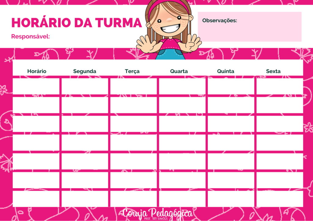 Horario da Turma criancas e numeros 17