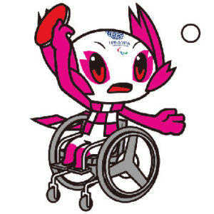 2020 paralympic games mascot someity playing table tennis
