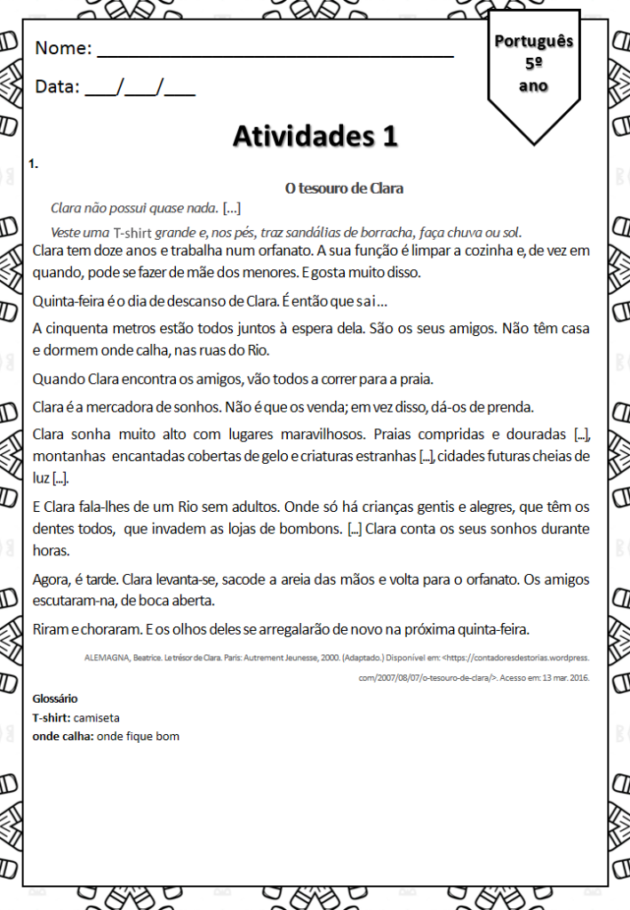 Atividades port. 5 ano fl1 tati simoes