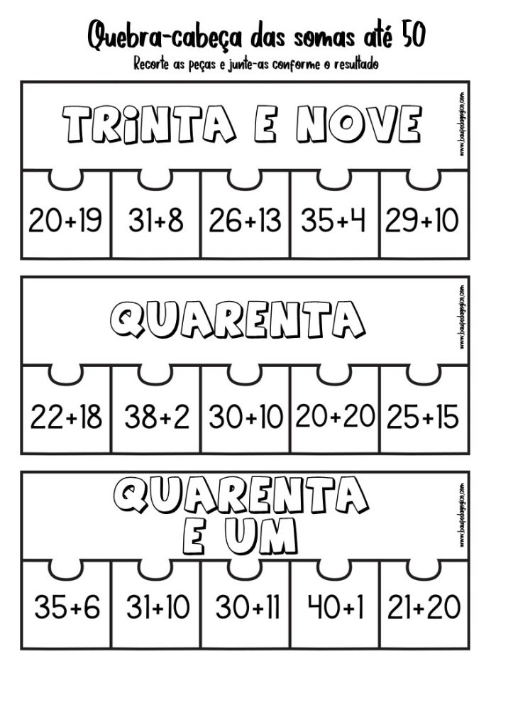quebra cabeca da soma ate 50 12