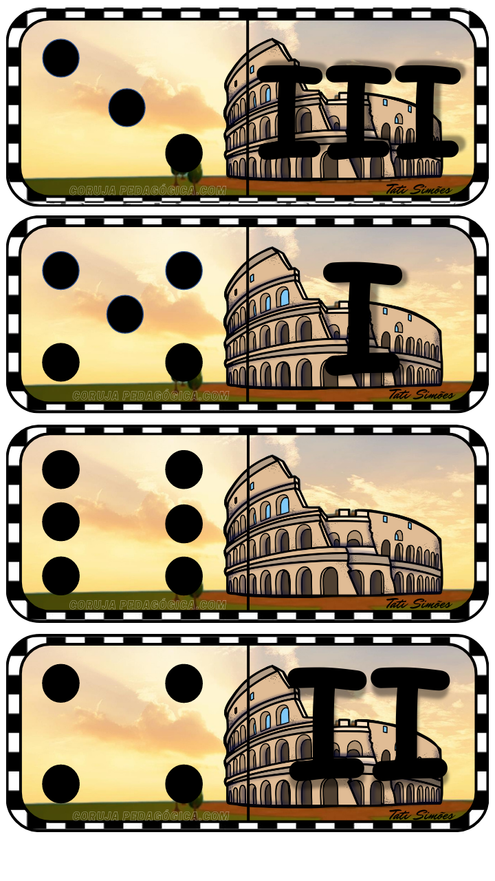 Dominó dos algarismos romanos Domino dos numeros romanos 4