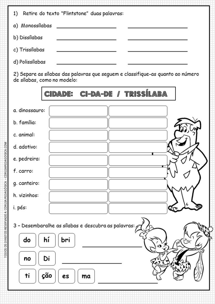 Atividade de classificação das sílabas