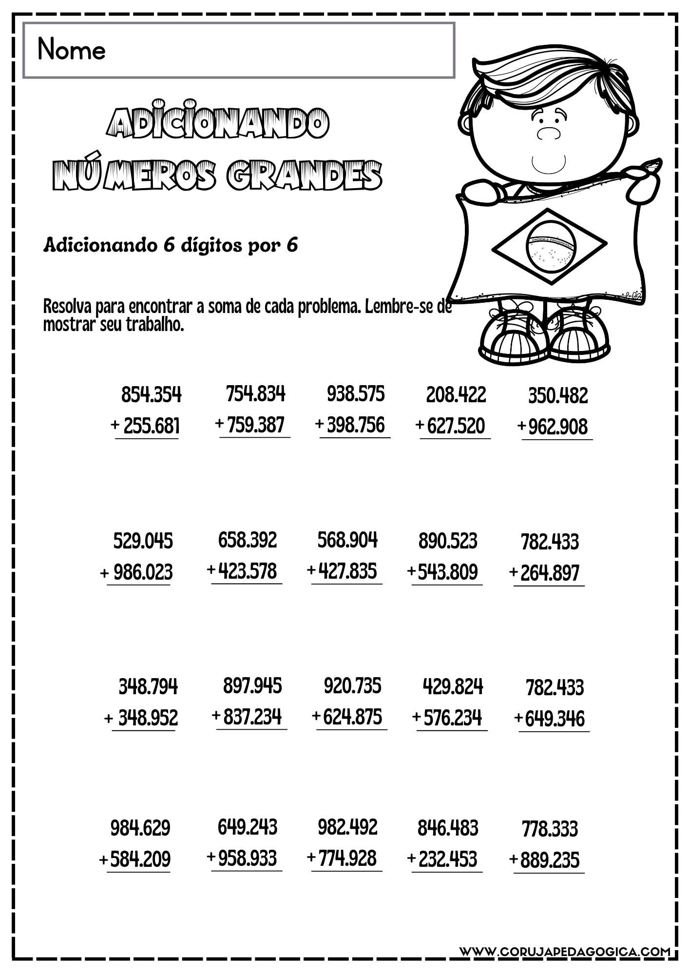 Plano de aula, atividades de matemática Semana da Pátria 3º ao 5º anos com BNCC Plano de aula, atividades de matemática Semana da Pátria 3º ao 5º anos com BNCC