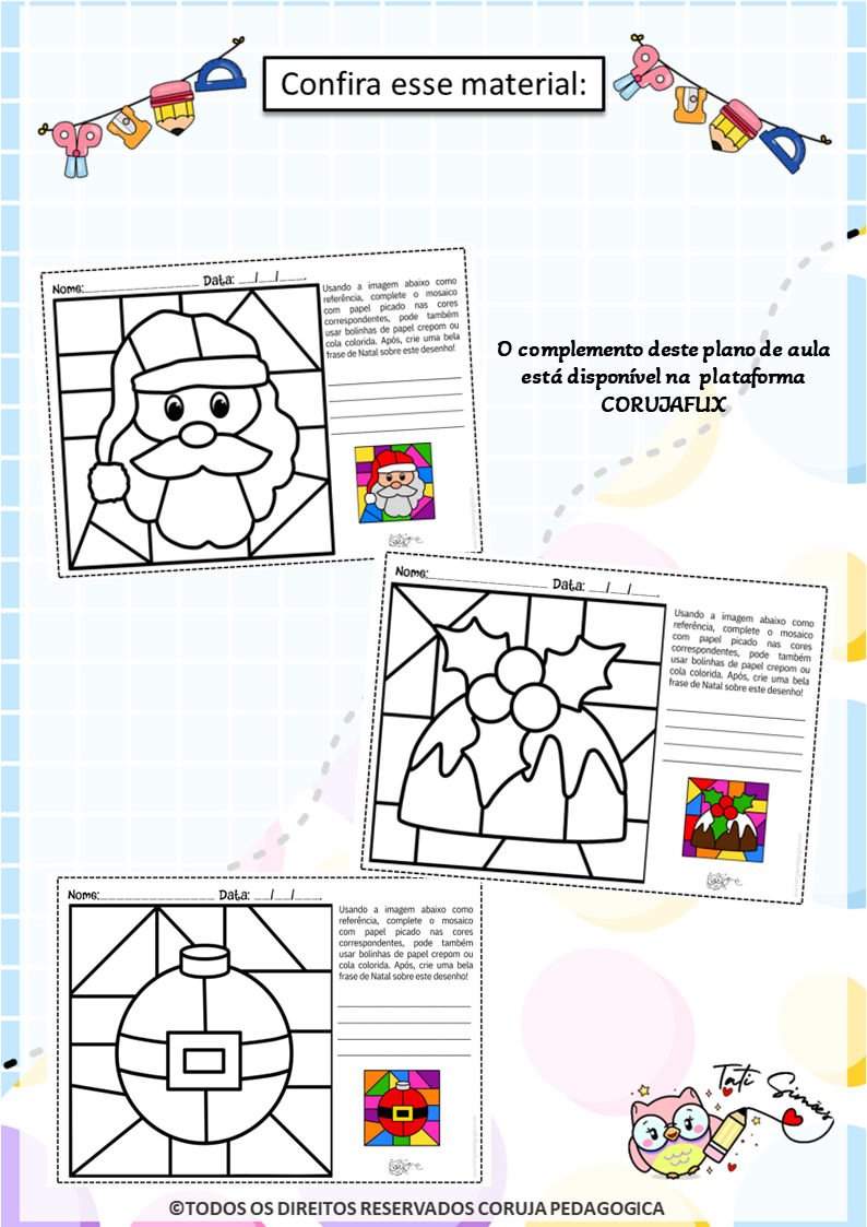 Mosaicos de Natal + Plano de aula com bncc + atividade Mosaicos de Natal Plano de aula com bncc + atividade