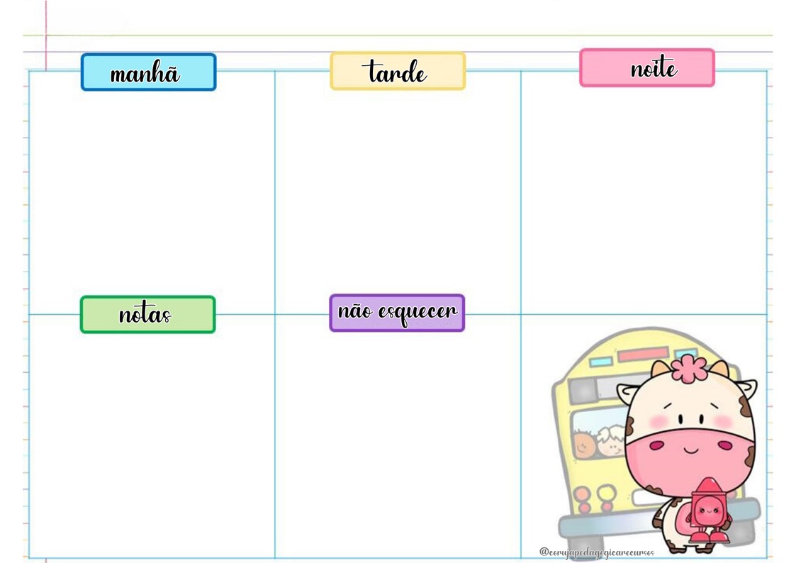 Calendário e Planner animais e crianças Calendário e Planner animais e crianças @corujapedagogicarecursos