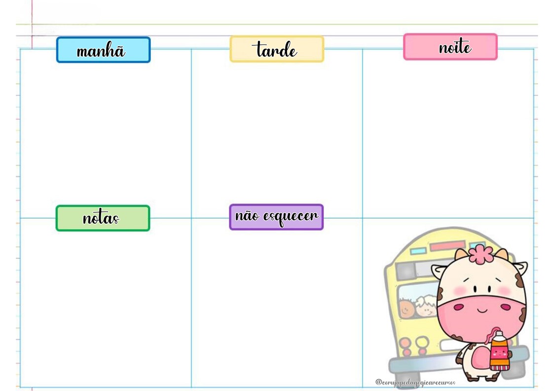 Calendário e Planner animais e crianças Calendário e Planner animais e crianças @corujapedagogicarecursos