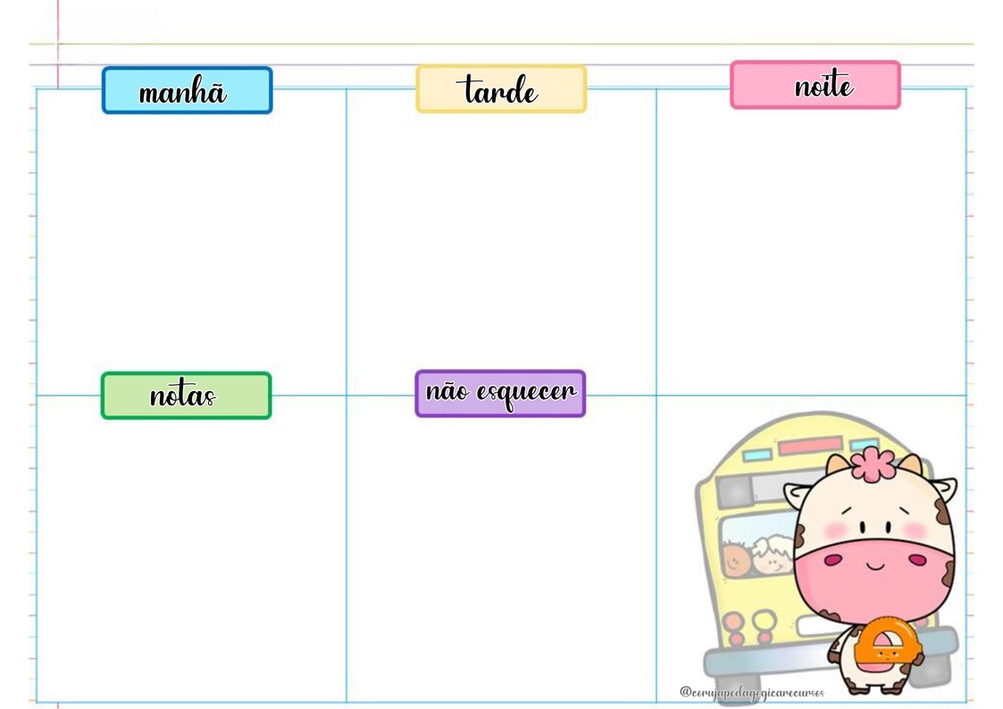 Calendário e Planner animais e crianças Calendário e Planner animais e crianças @corujapedagogicarecursos