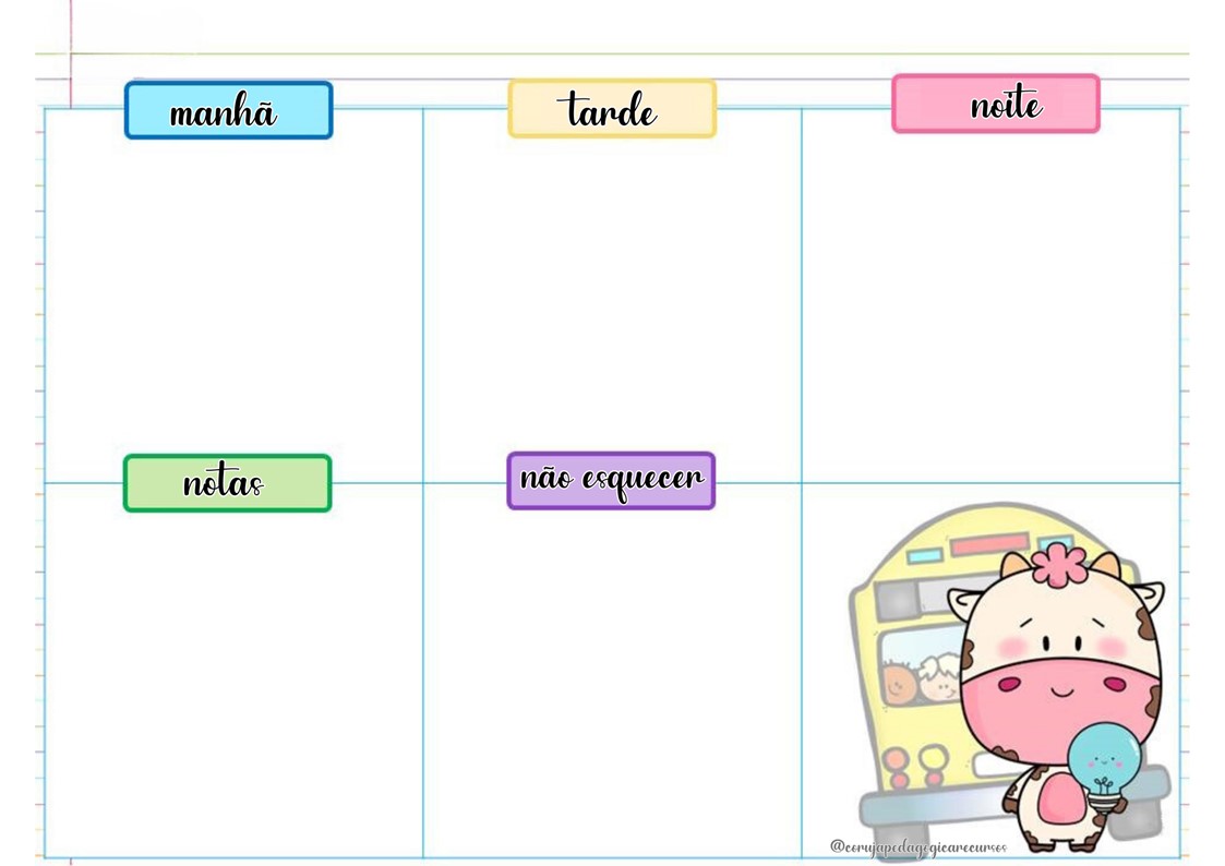 Calendário e Planner animais e crianças Calendário e Planner animais e crianças @corujapedagogicarecursos