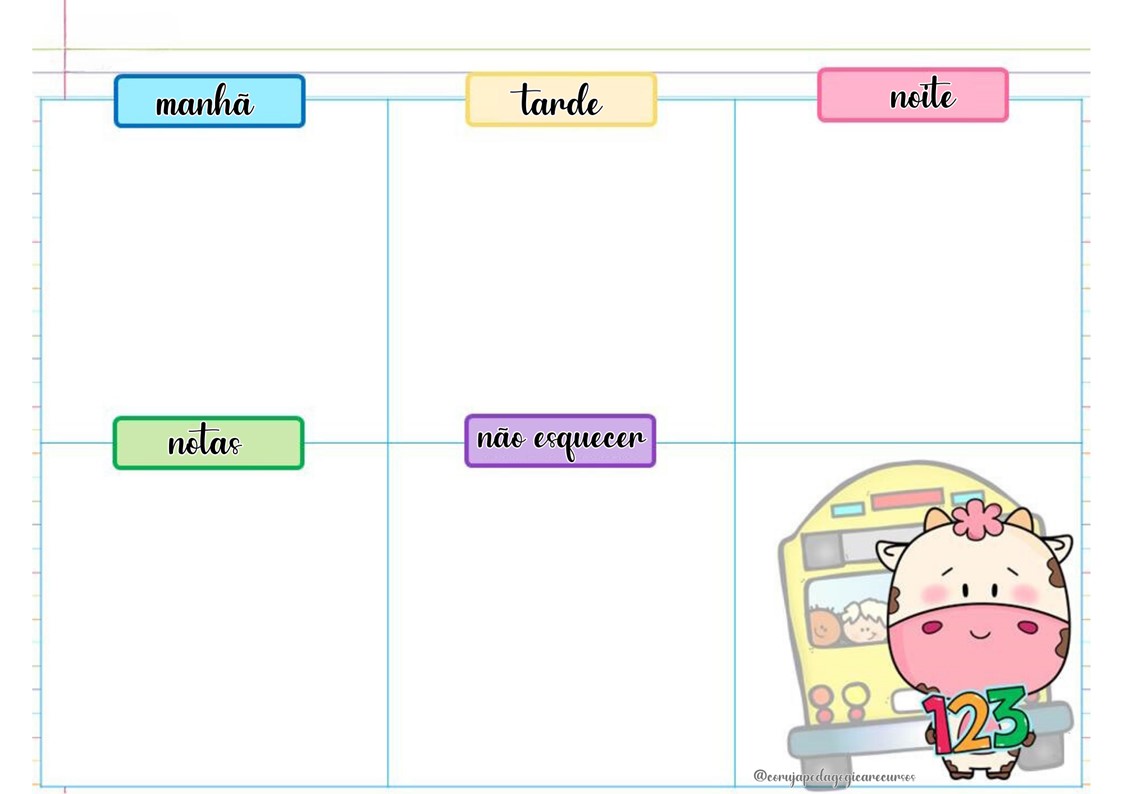 Calendário e Planner animais e crianças Calendário e Planner animais e crianças @corujapedagogicarecursos