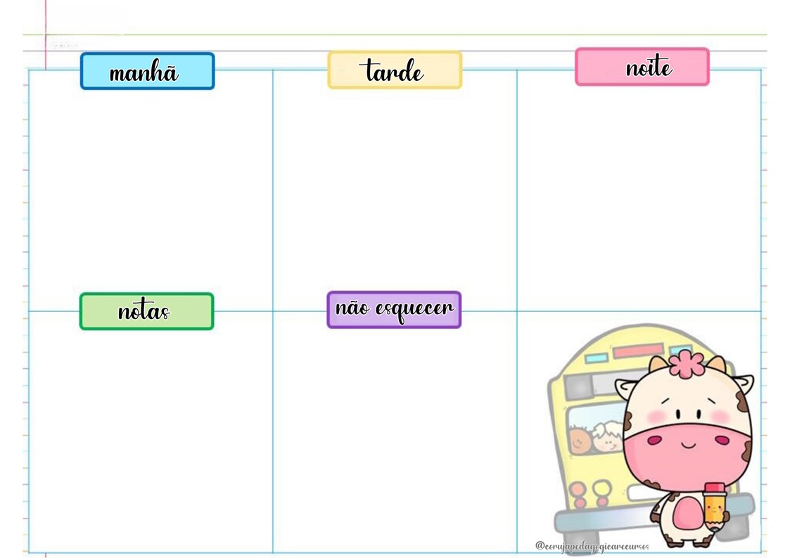 Calendário e Planner animais e crianças Calendário e Planner animais e crianças @corujapedagogicarecursos