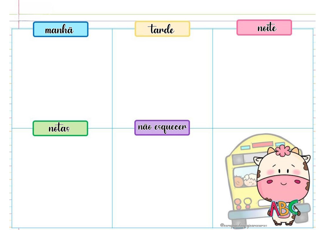 Calendário e Planner animais e crianças Calendário e Planner animais e crianças @corujapedagogicarecursos