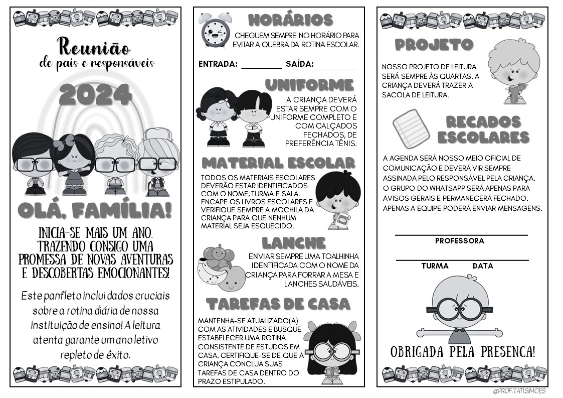 Bilhete e informativo para 1a reuniao de pais 3
