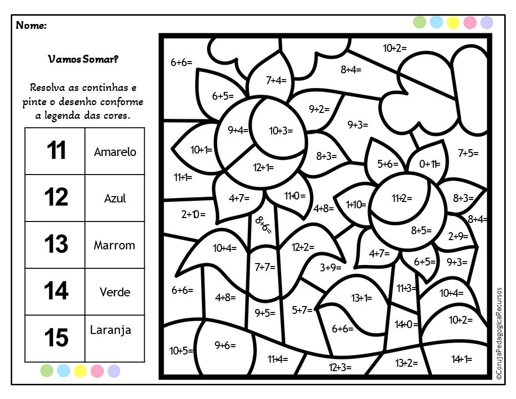 Calcule e pinte 1º ano Calcule e pinte 1º ano