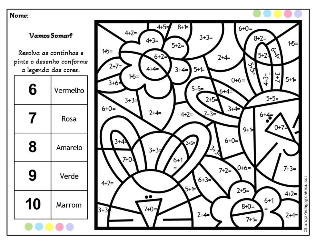 Calcule e pinte 1º ano