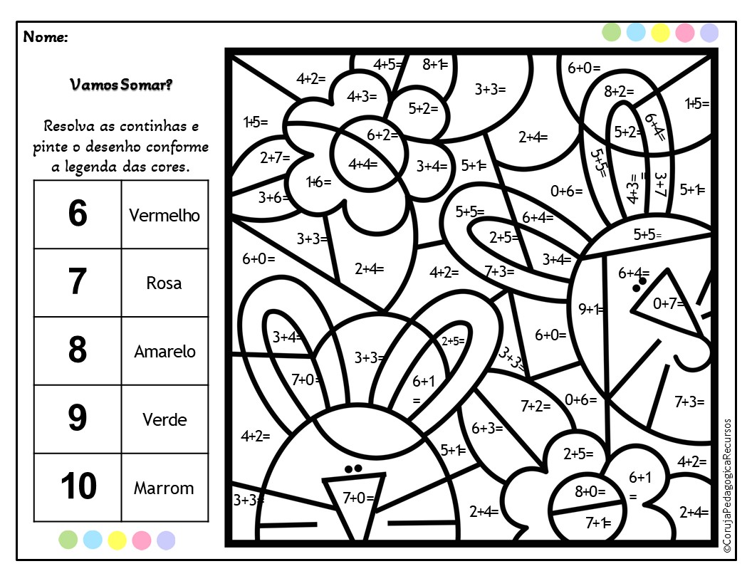 Calcule e pinte 1º ano Calcule e pinte 1º ano