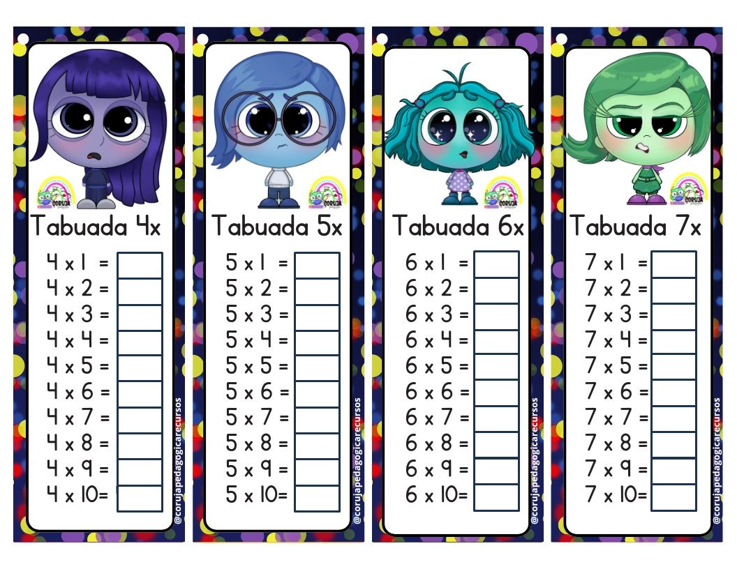 Chaveiro de tabuada de multiplicação Divertidamente 2 Chaveirinho da multiplicação Divertidamente 2@corujapedagogicarecusos