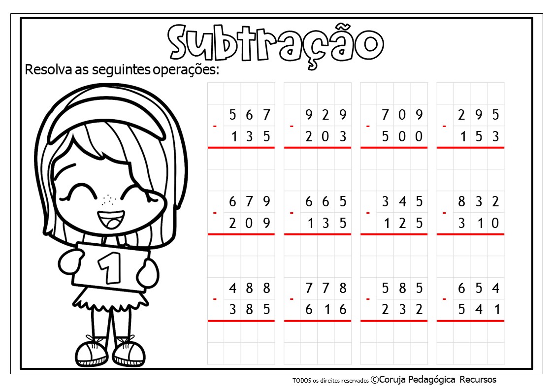 Caderno de Subtração para 4º e 5º Anos: Baixe Gratuitamente Atividades de Subtração @corujapedagogicarecursos