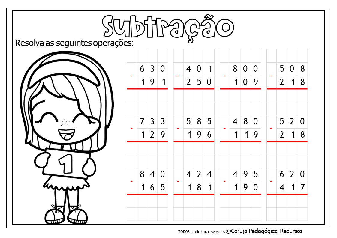 Caderno de Subtração para 4º e 5º Anos: Baixe Gratuitamente Atividades de Subtração @corujapedagogicarecursos