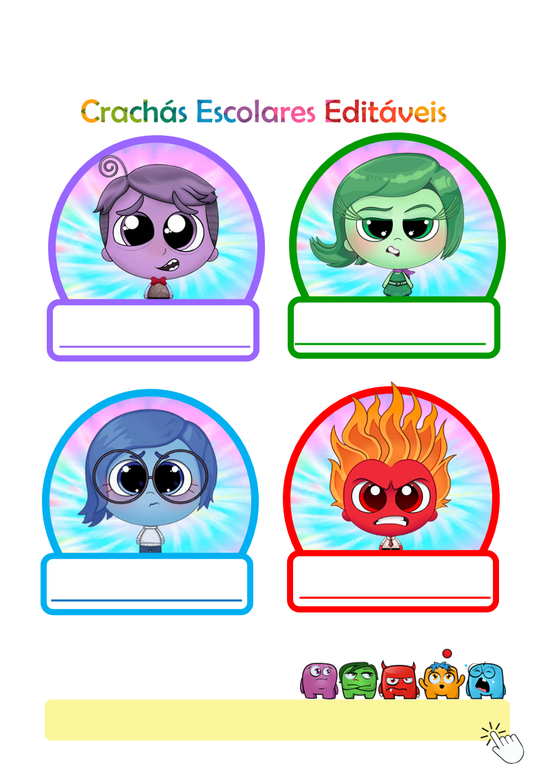 Crachás editáveis Divertidamente 2 @corujapedagogicarecursos.