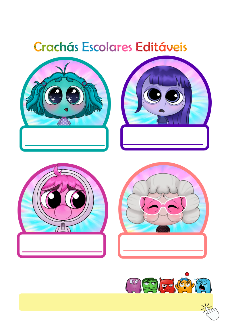 Crachás editáveis Divertidamente 2 @corujapedagogicarecursos.