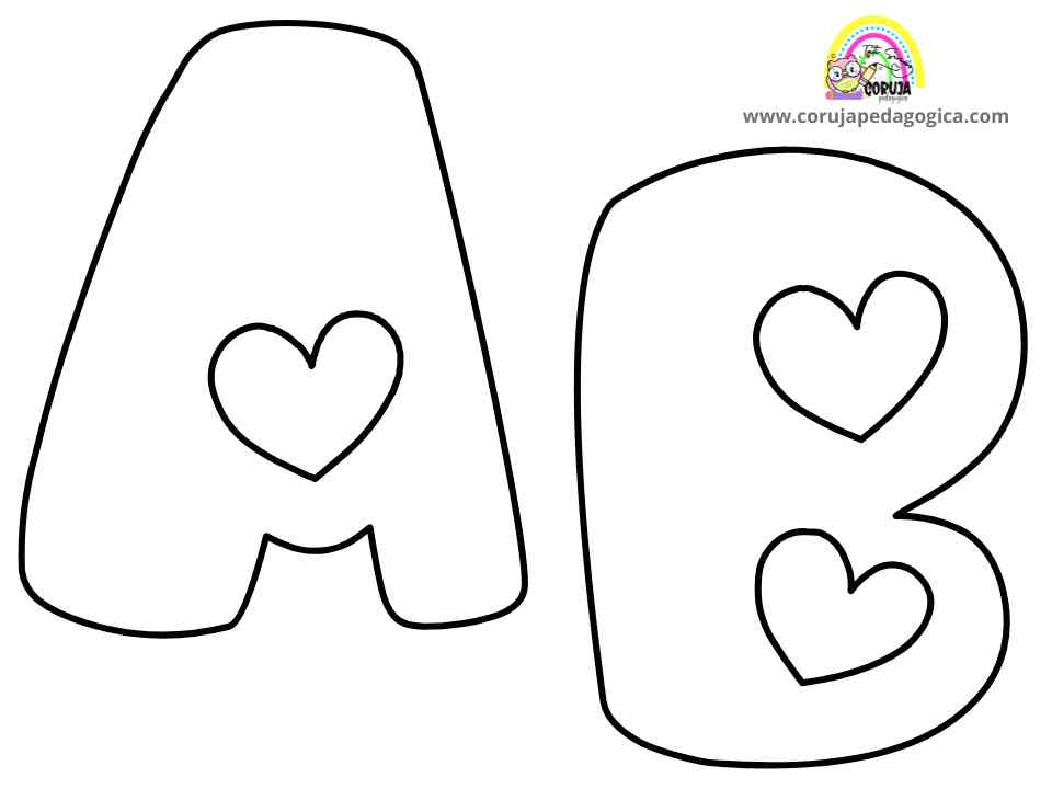 Molde de letras Alfabeto Love maiúscula ALFABETO LOVE MAIUSCULAS ©corujapedagogica.com