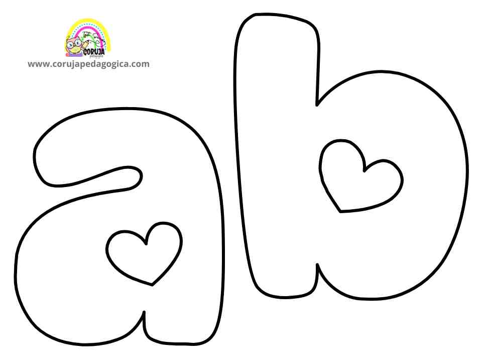 Molde de letras Alfabeto Love minúscula ALFABETO LOVE MINUSCULAS ©corujapedagogica.com