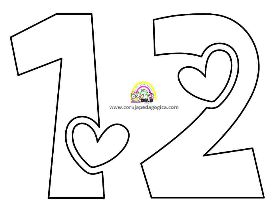 Molde de Números Alfabeto Love 0 a 9 NUMEROS LOVE ©CORUJAPEDAGOGICA.COM 1